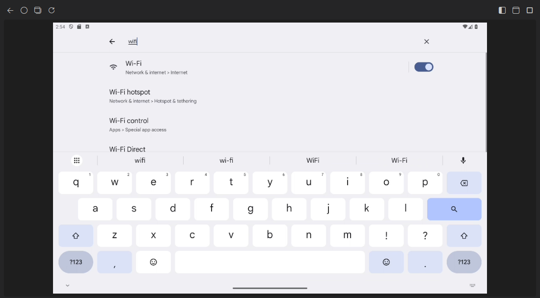 Mirror in an editor tab showing a tablet with the keyboard open